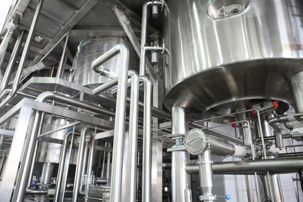 Stainless steel pipework.